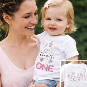 Süße rosa Häschen Mädchen erster Geburtstag  Baby T-shirt