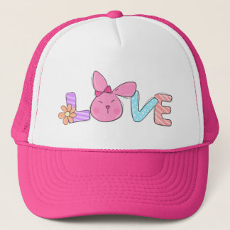 Süße rosa Hase LOVE Trucker-Mütze Truckerkappe