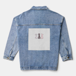 Süße rosa Hasen Fröhlicher Osterhase Frauen Mädche Jeansjacke