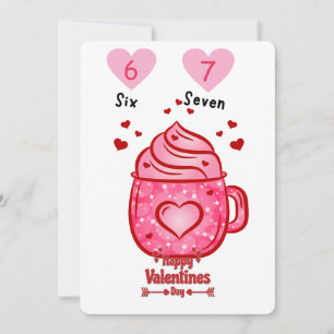Süße rosa Herz-Tasse Valentinstag Grußkarte Einladung