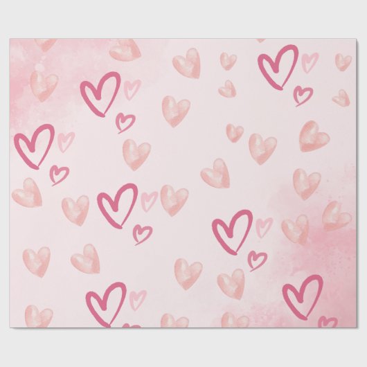 süße rosa Herzen Geschenkpapier (Flach)