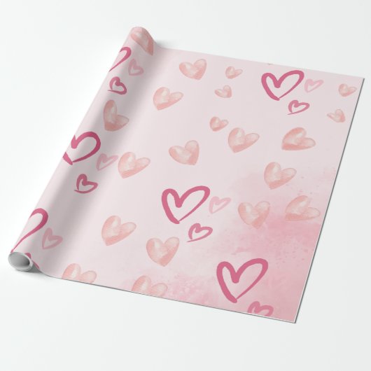 süße rosa Herzen Geschenkpapier (Ungerollt)