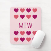 Süße rosa Herzen Initialen Monogramm Mousepad (Mit Mouse)
