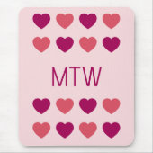 Süße rosa Herzen Initialen Monogramm Mousepad (Vorne)