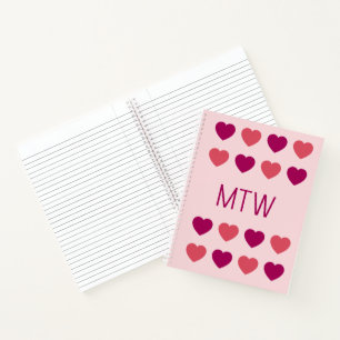 Süße rosa Herzen Initialen Monogramm Notizblock