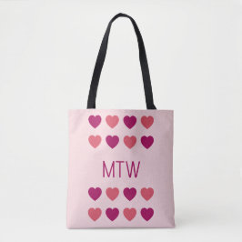 Süße rosa Herzen Initialen Monogramm Tasche