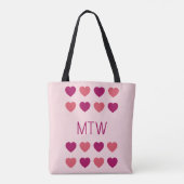 Süße rosa Herzen Initialen Monogramm Tasche (Rückseite)