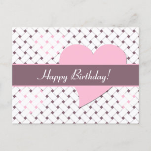 Süße rosa Herzen, Lavendel- und weißes Webmuster z Postkarte