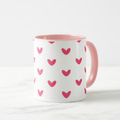 Süße rosa Herzen Muster moderne Kaffeetasse (VorderseiteRechts)