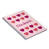 Süße Rosa-Herzen-Muster-Name Notizblock (Rechte Seite)