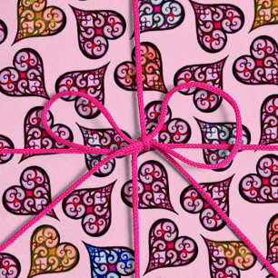 Süße rosa Herzen Muster Vintage Mädchen Weihnachte Geschenkpapier