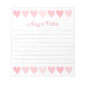 süße rosa Herzen Notizblock (Vorderseite)