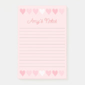 süße rosa Herzen Post-it Klebezettel (Vorderseite)