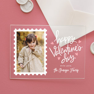 Süße rosa Herzen Stempel Foto Valentinstag Acryleinladungen