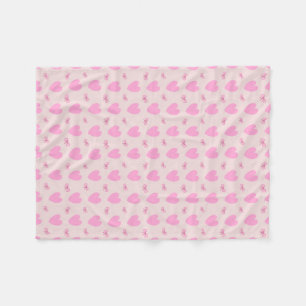 Süße rosa Herzen und Schleifen Muster Fleece-Decke Fleecedecke