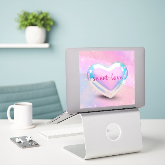 süße rosa herzliebe aufkleber (Laptop auf Schreibtisch)