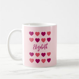 Süße rosa Herzschattierungen Skript Fließname Kaffeetasse