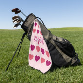 Süße rosa Herzschattierungen Skript Kursive Name Golfhandtuch (Gras)