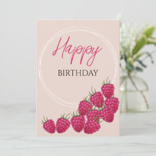 Süße rosa Himbeeren Wasserfarben-Illustration Karte