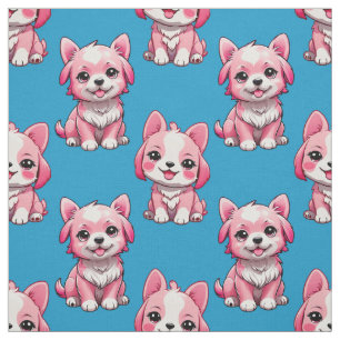 Süße rosa Hunde - Blau Stoff