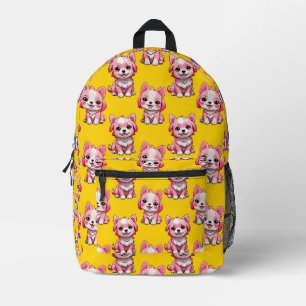 Süße rosa Hunde - Gelb  Bedruckter Rucksack
