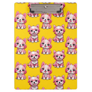 Süße rosa Hunde - Gelb  Klemmbrett