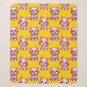 Süße rosa Hunde - Gelb Sherpadecke