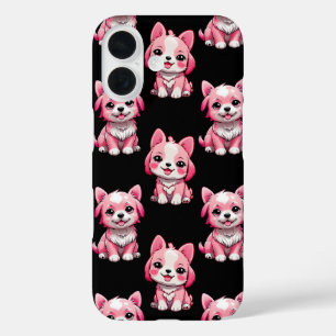 Süße rosa Hunde - Schwarz iPhone 16 Hülle