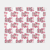 Süße rosa Hunde - Weiß Fleecedecke (Vorderseite (Horizontal))