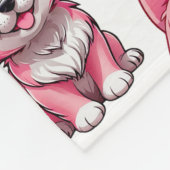Süße rosa Hunde - Weiß Fleecedecke (Ecke)