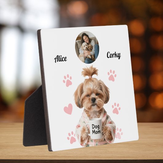 Süße rosa Hundemutter-Foto-Name Fotoplatte