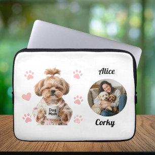 Süße rosa Hundemutter-Foto-Name Laptopschutzhülle