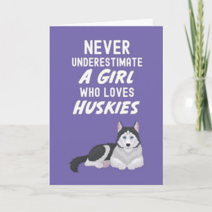 Süße rosa Husky-Karten für Baby-Mädchen Kinder Hun Karte