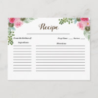 Süße rosa Kaktus Rezeptkarte