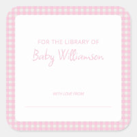 Süße rosa karierte Gingham-Baby-Shower-Exlibris