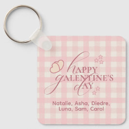 Süße Rosa Karo-Typografie Galentines Schlüsselanhänger