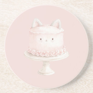 Süße Rosa Kätzchen-Torte Miau Getränkeuntersetzer