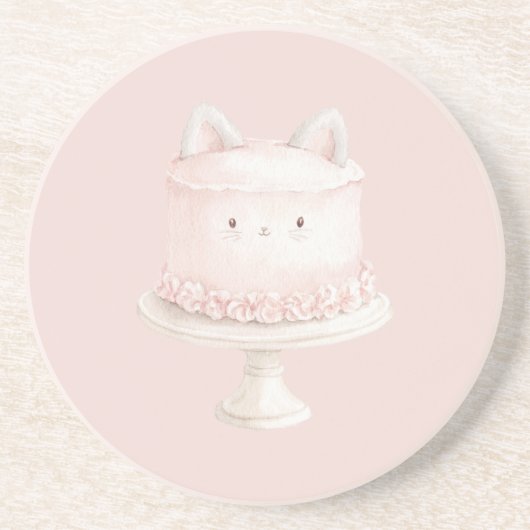 Süße Rosa Kätzchen-Torte Miau Getränkeuntersetzer (Vorne)