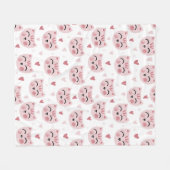Süße rosa Kätzchen und Herzen Muster für Kinder Fleecedecke (Vorderseite (Horizontal))