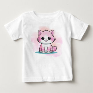 Süße rosa Katze Aquarell Cartoon Kätzchen Tier Baby T-shirt