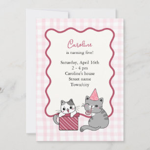 Süße rosa Katze Kindergeburtstagsparty Einladung
