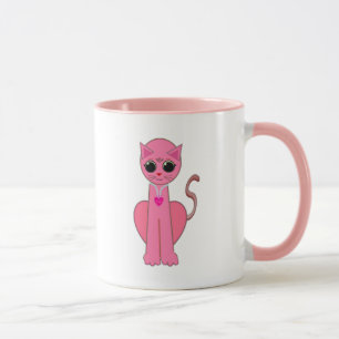 Süße rosa Katze Tasse
