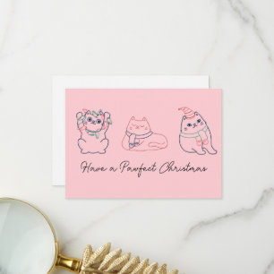 Süße rosa Katze Weihnachten Danke