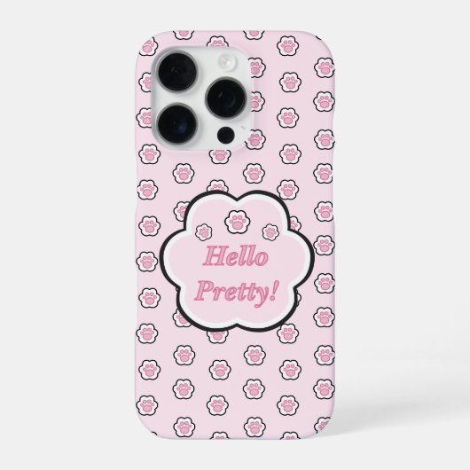 Süße rosa Katzenpfote Hallo Hübsche iPhone Hülle (Rückseite)