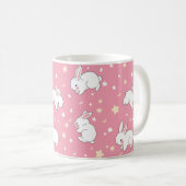 Süße rosa Kawaii-Hasen-Doodle Kaffeetasse (VorderseiteRechts)