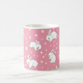 Süße rosa Kawaii-Hasen-Doodle Kaffeetasse (Mittel)