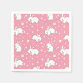Süße rosa Kawaii-Hasen-Doodle Serviette (Vorderseite)