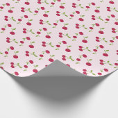 Süße rosa Kirsche Retro-Frucht Geschenkpapier (Ecke)