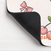 Süße rosa Kirschen & Schleifen Nahtloses Muster Mousepad (Ecke)