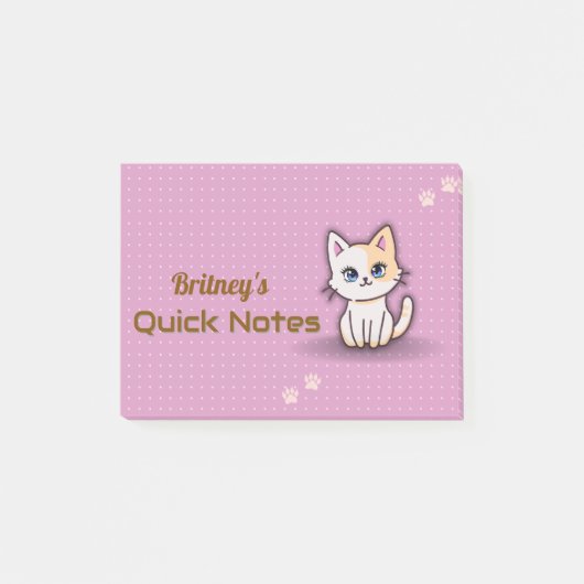 Süße rosa Kitty-Katze personalisierter Name Post-it Klebezettel (Vorderseite)